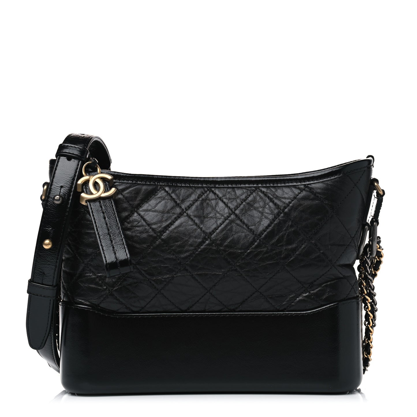 Aged Calfskin Quilted New Medium Gabrielle Hobo Black
