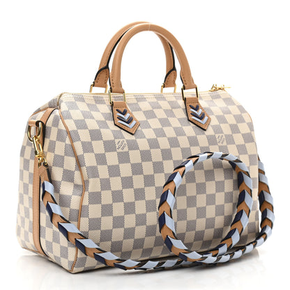 Louis Vuitton Damier Azur Braided Speedy Bandouliere 30 Blue 3 of 10