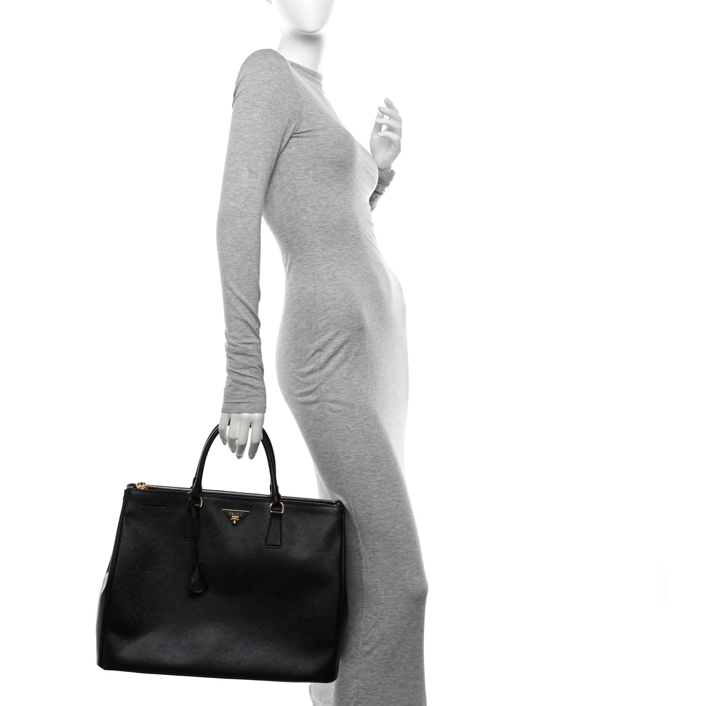 Saffiano Lux Extra Large Galleria Double Zip Tote Black