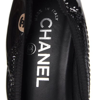 Chanel Lambskin Patent CC Elastic Stretch Pumps 39 Beige Black 8 of 10
