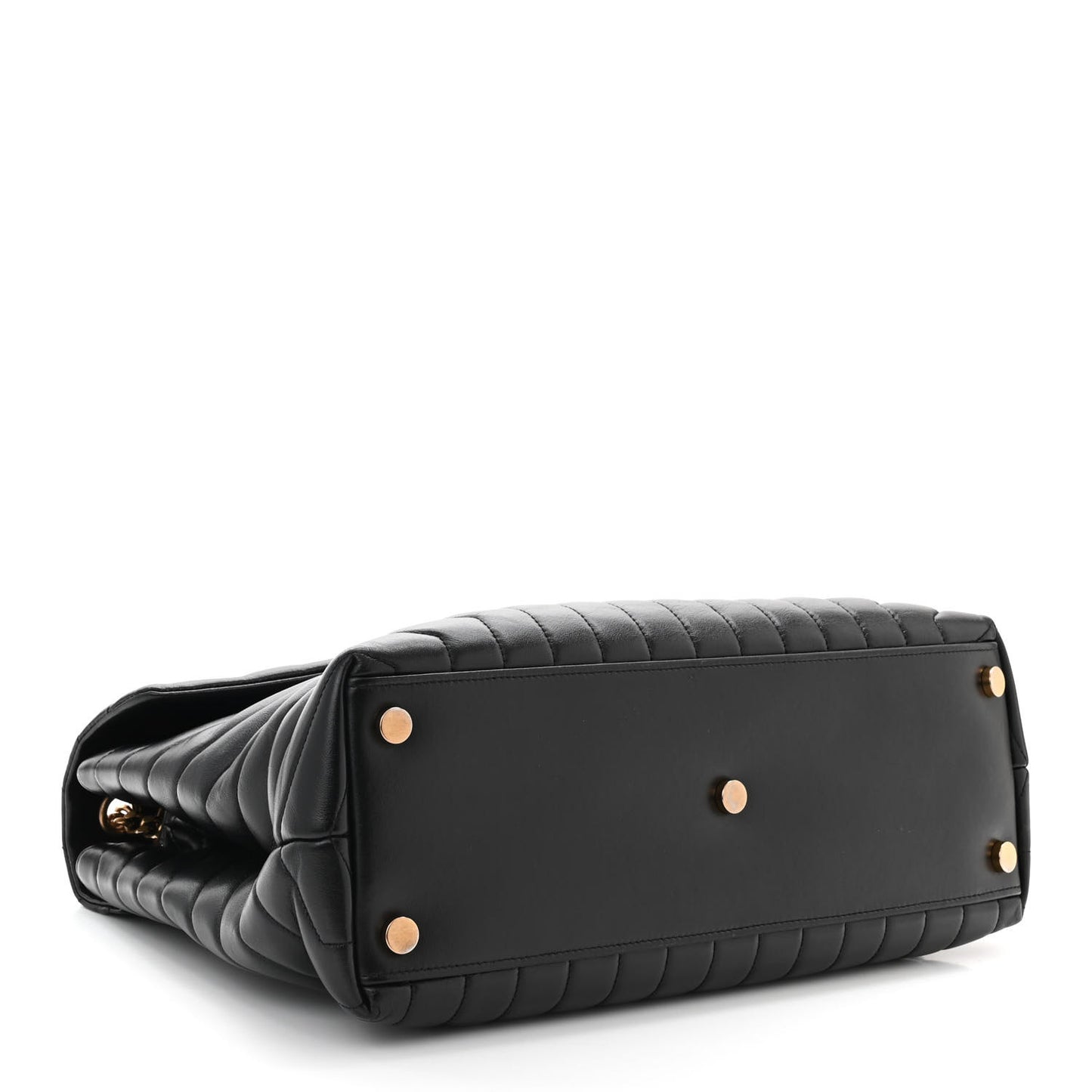 Calfskin Y Quilted Monogram Large Loulou Chain Satchel Black
