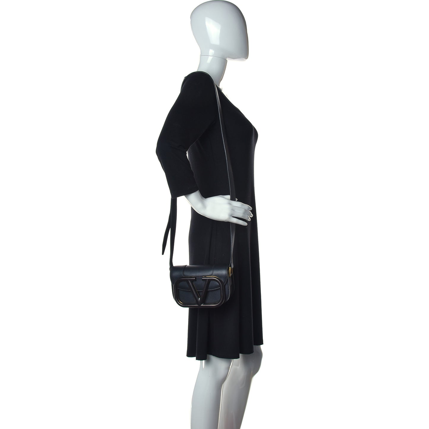 Calfskin Small Supervee Crossbody Bag Black