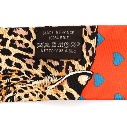 Hermes Silk Jungle Love Love Twilly Orange Bleu Brun 2 of 4