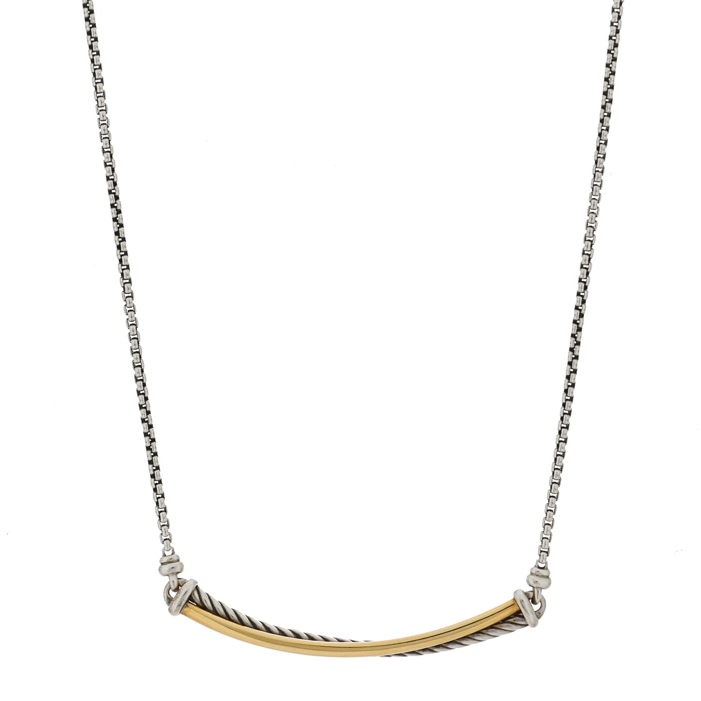 Sterling Silver 18K Yellow Gold Crossover Bar Pendant Necklace