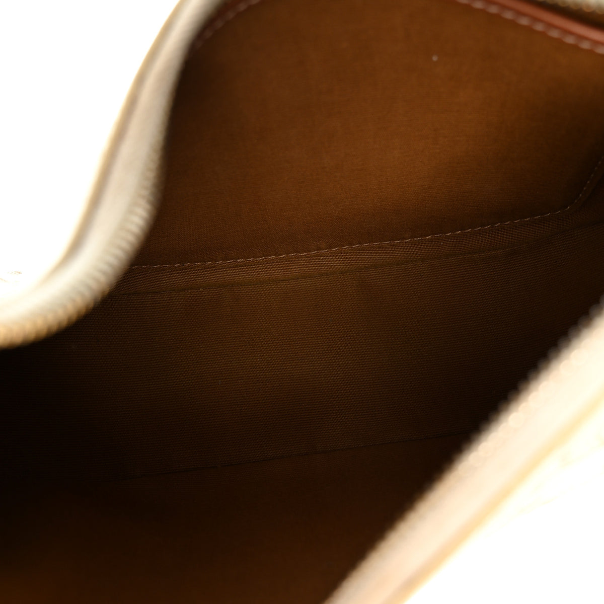 Canvas Calfskin Ava Triomphe Shoulder Bag White