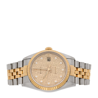 Rolex Stainless Steel 18K Yellow Gold Diamond 36mm Oyster Perpetual Datejust Watch Champagne Jubilee 16233 2 of 5