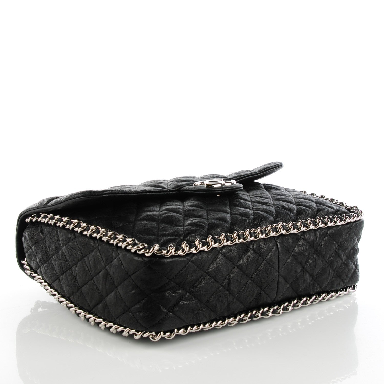 Chanel Crumpled Lambskin Maxi Chain Around Flap Black 4 of 7