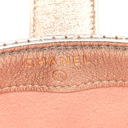 Chanel Perforated Lambskin Quilted Mini Phone Holder Clutch Gold 6 of 8