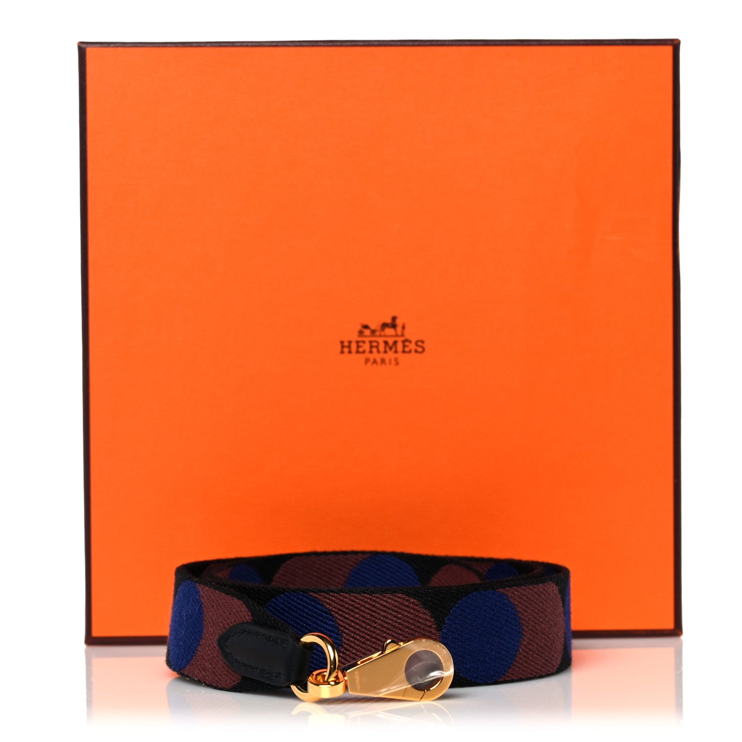Hermes Toile Swift 25mm Sangle Flipperball Shoulder Strap Black Bleu Saphir 5 of 5