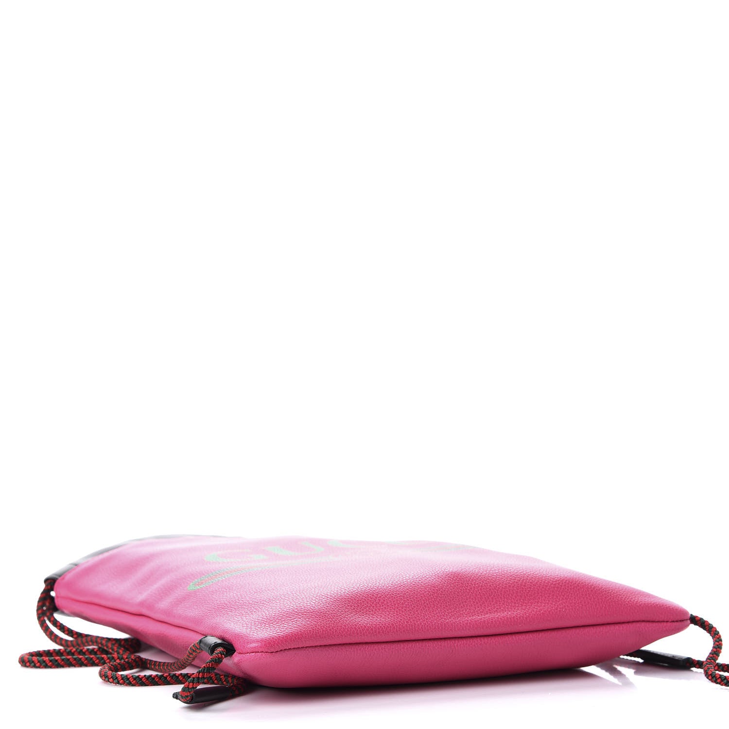 Gucci Grained Calfskin Logo Drawstring Backpack Box Pink Green Black 3 of 8