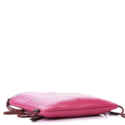 Gucci Grained Calfskin Logo Drawstring Backpack Box Pink Green Black 3 of 8