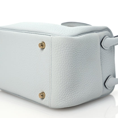Hermes Taurillon Clemence Mini Lindy 20 Bleu Pale 10 of 13
