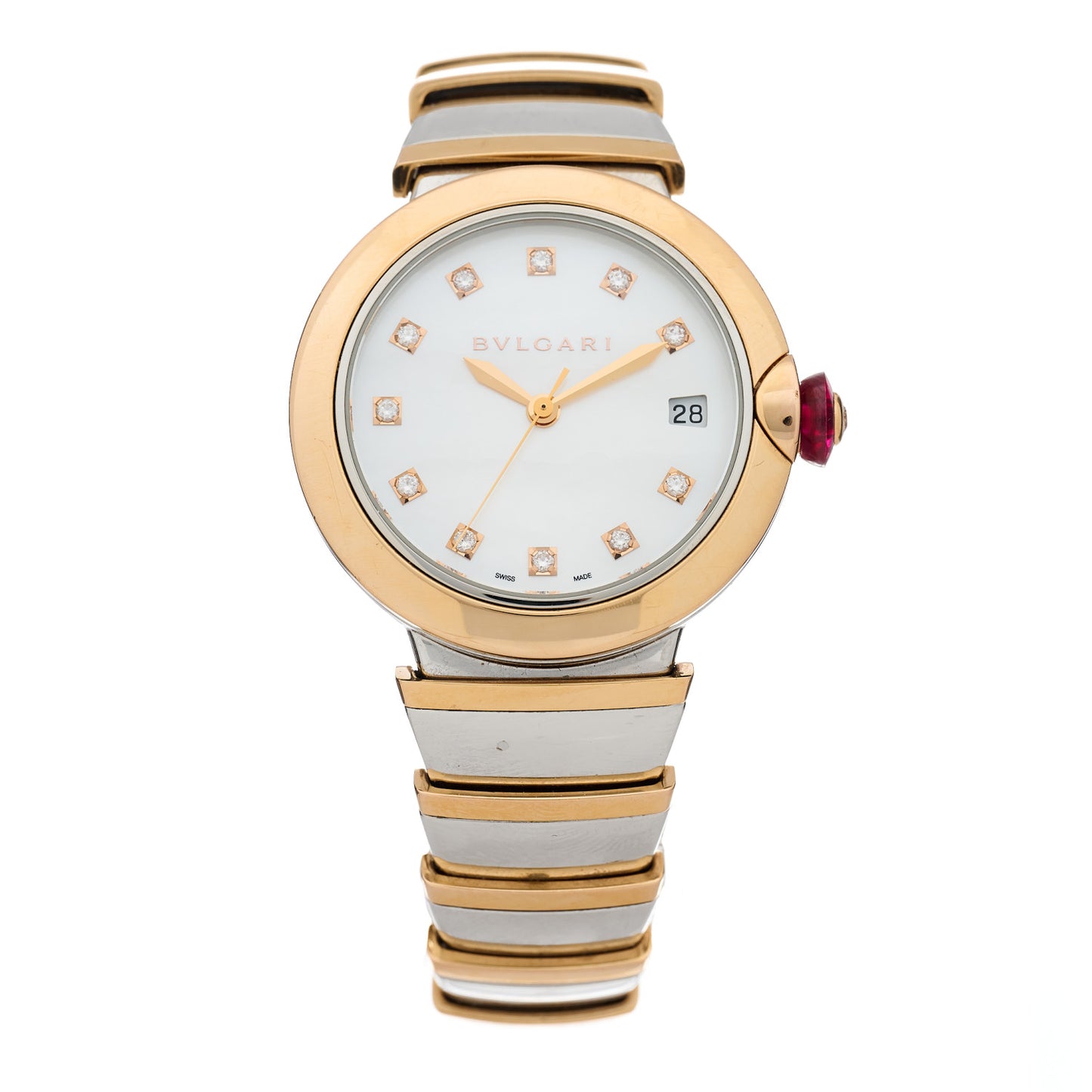 Stainless Steel 18K Rose Gold Diamond Mother of Pearl 33mm LVCEA Quartz Watch