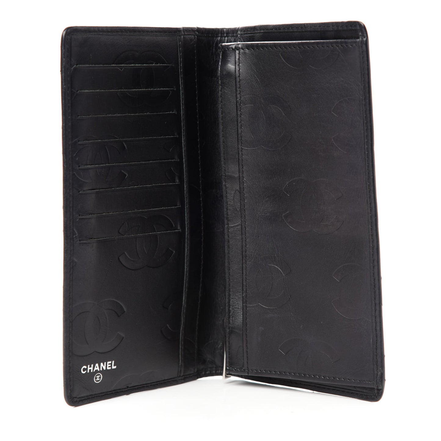 Calfskin Quilted Cambon Yen Wallet Black