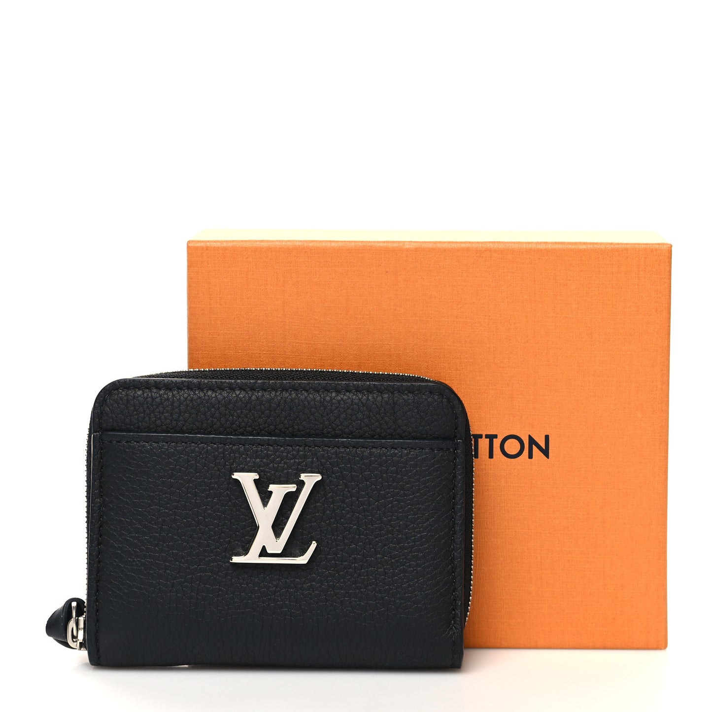 Calfskin Lockme Zippy Coin Purse Black