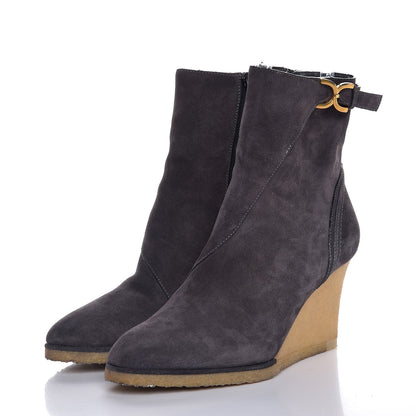 Chloe Suede Wedge Ankle Boots 40.5 Grey 3 of 9