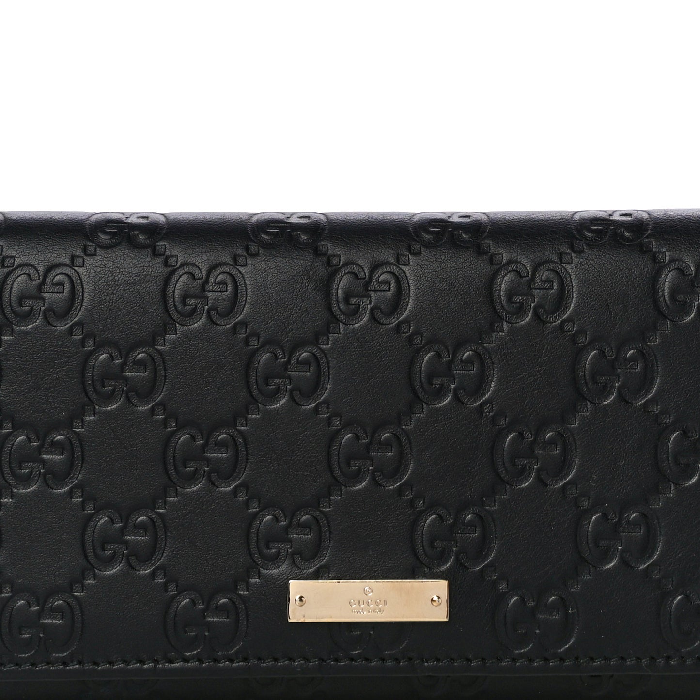 Guccissima Metal Bar Continental Flap Wallet Black
