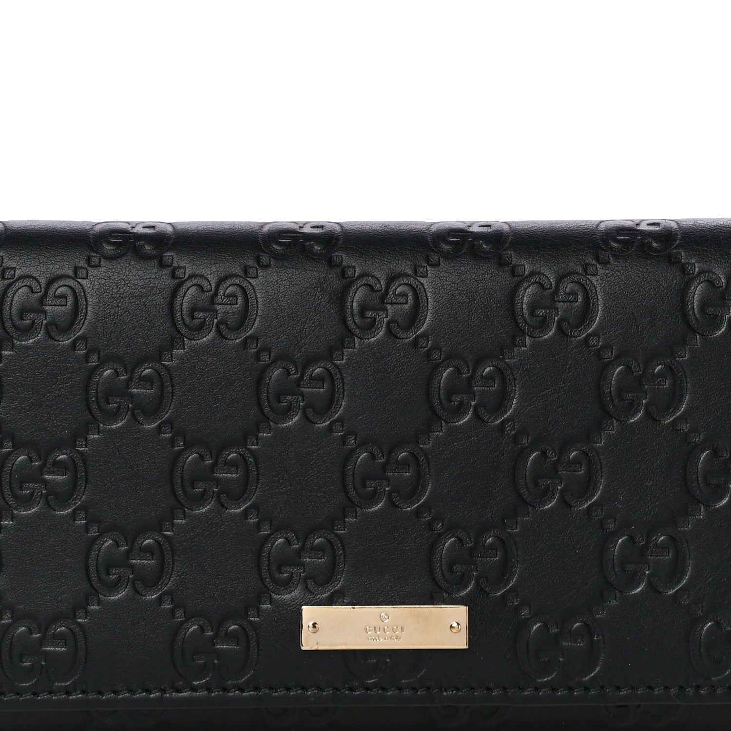 Gucci Guccissima Metal Bar Continental Flap Wallet Black 7 of 11