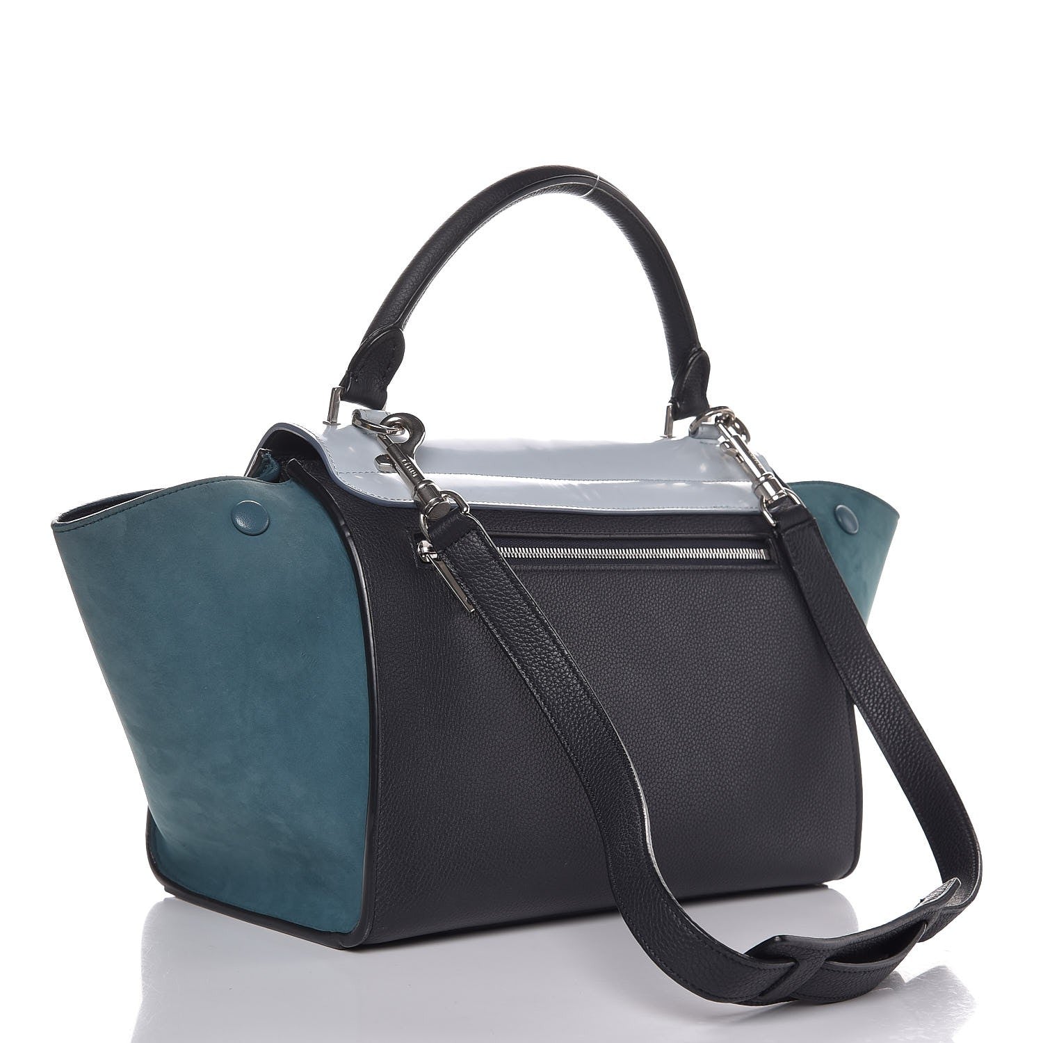 Celine Spazzolato Calfskin Nubuck Small Tri-color Trapeze Blue 4 of 7