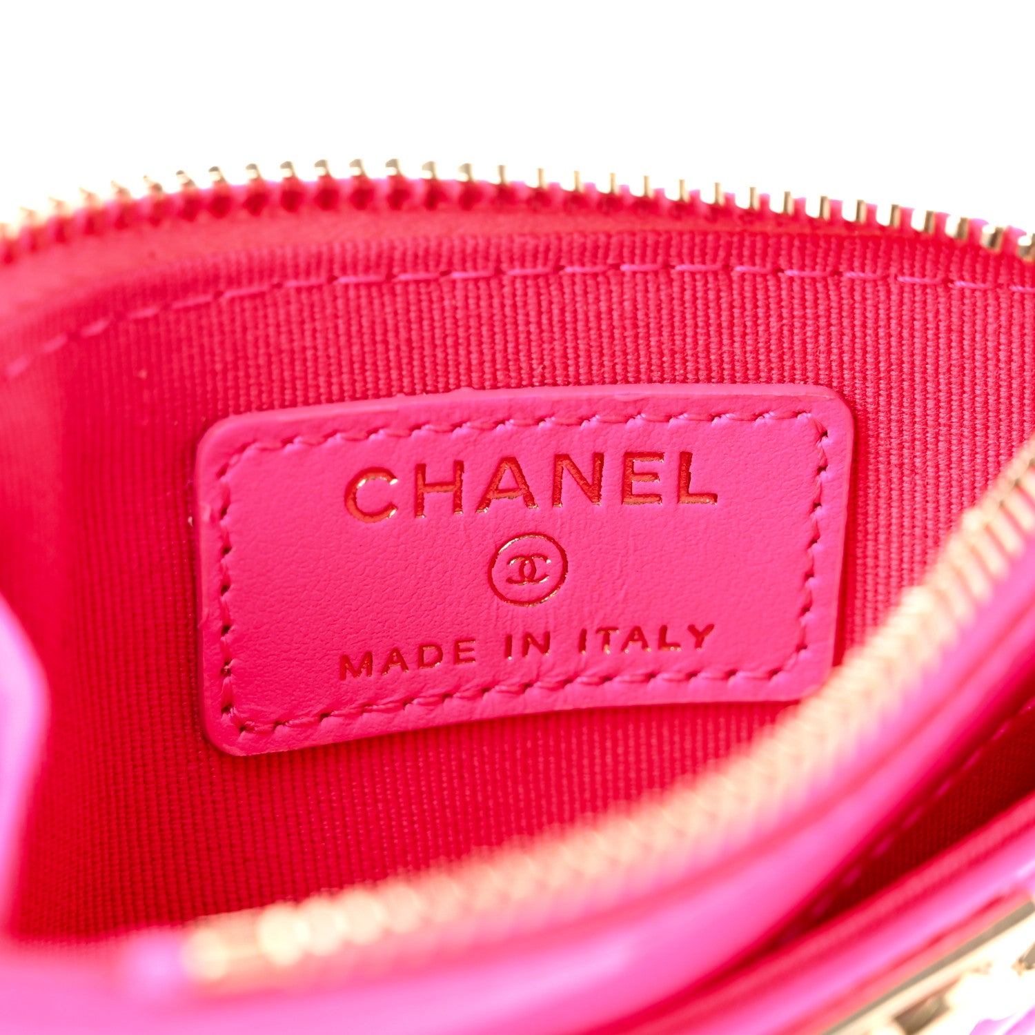 Chanel Patent Chevron Quilted Boy Zip Card Holder Pink 6 of 7