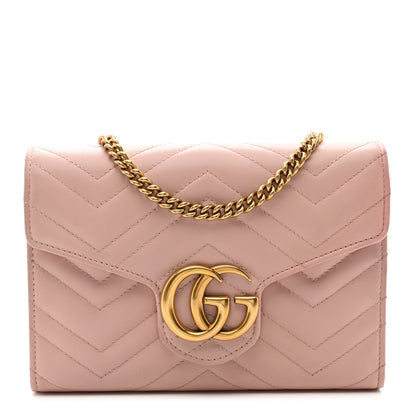 Gucci Calfskin Matelasse GG Marmont Chain Wallet Perfect Pink 1 of 12