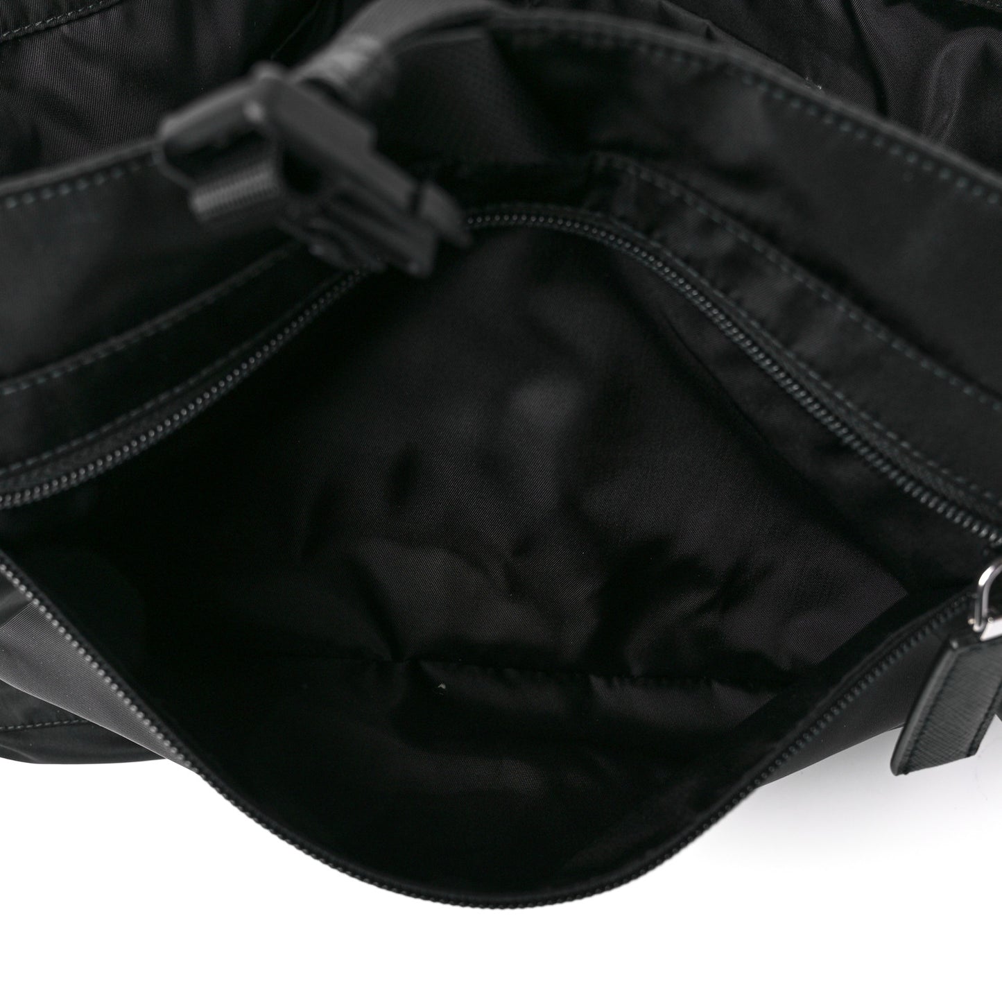 Tessuto Nylon Saffiano Racing Logo Messenger Bag Black