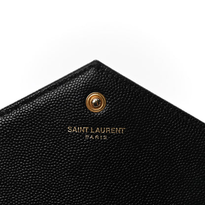 Saint Laurent Grain De Poudre Matelasse Chevron Monogram Chain Wallet Black 8 of 9