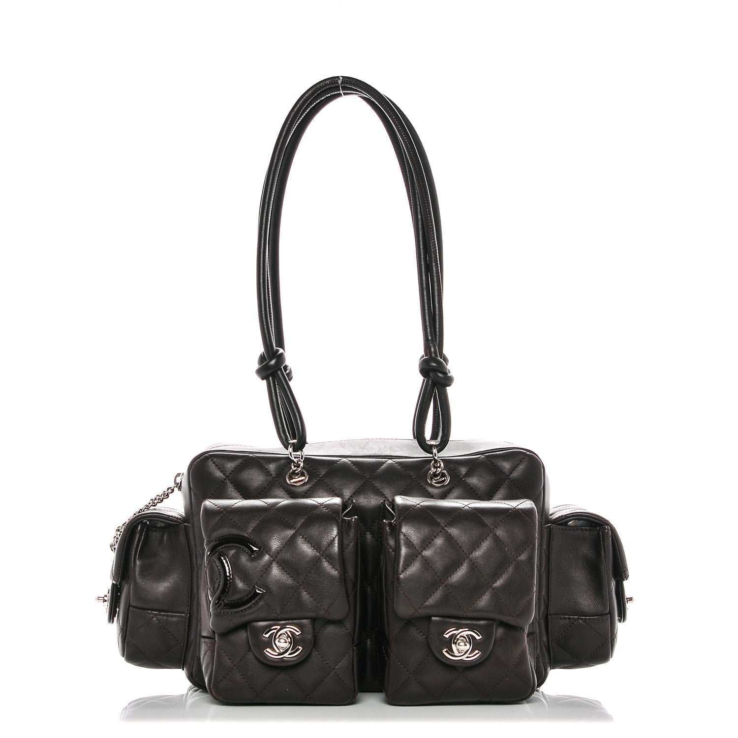 Chanel Calfskin Quilted Small Cambon Multipocket Reporter Dark Brown 1 of 8
