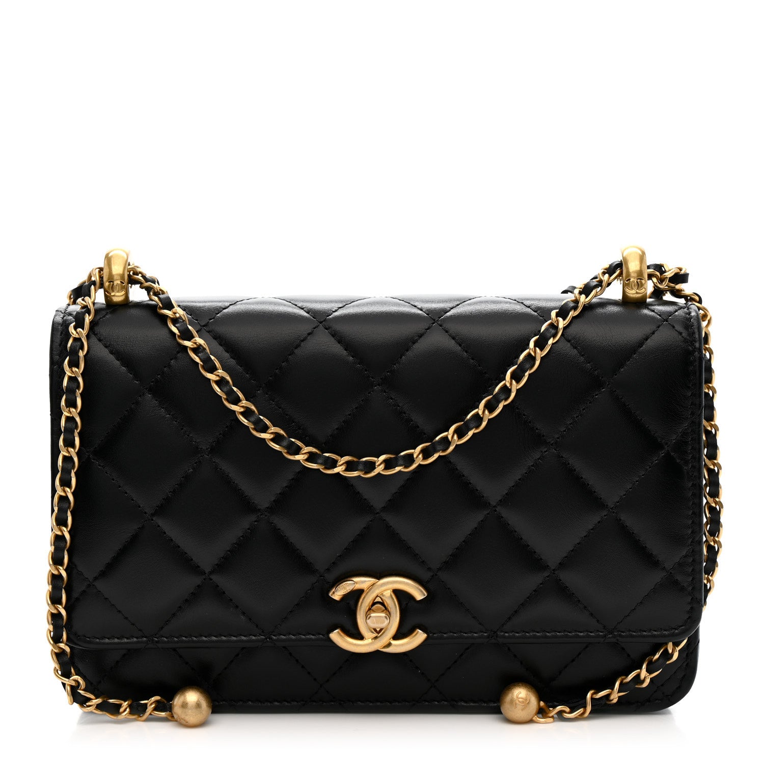 Chanel Calfskin Quilted Perfect Fit Wallet On Chain WOC Black 1 of 12