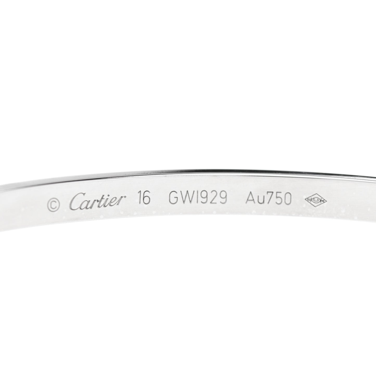 18K White Gold 6 Diamond Small LOVE Bracelet 16