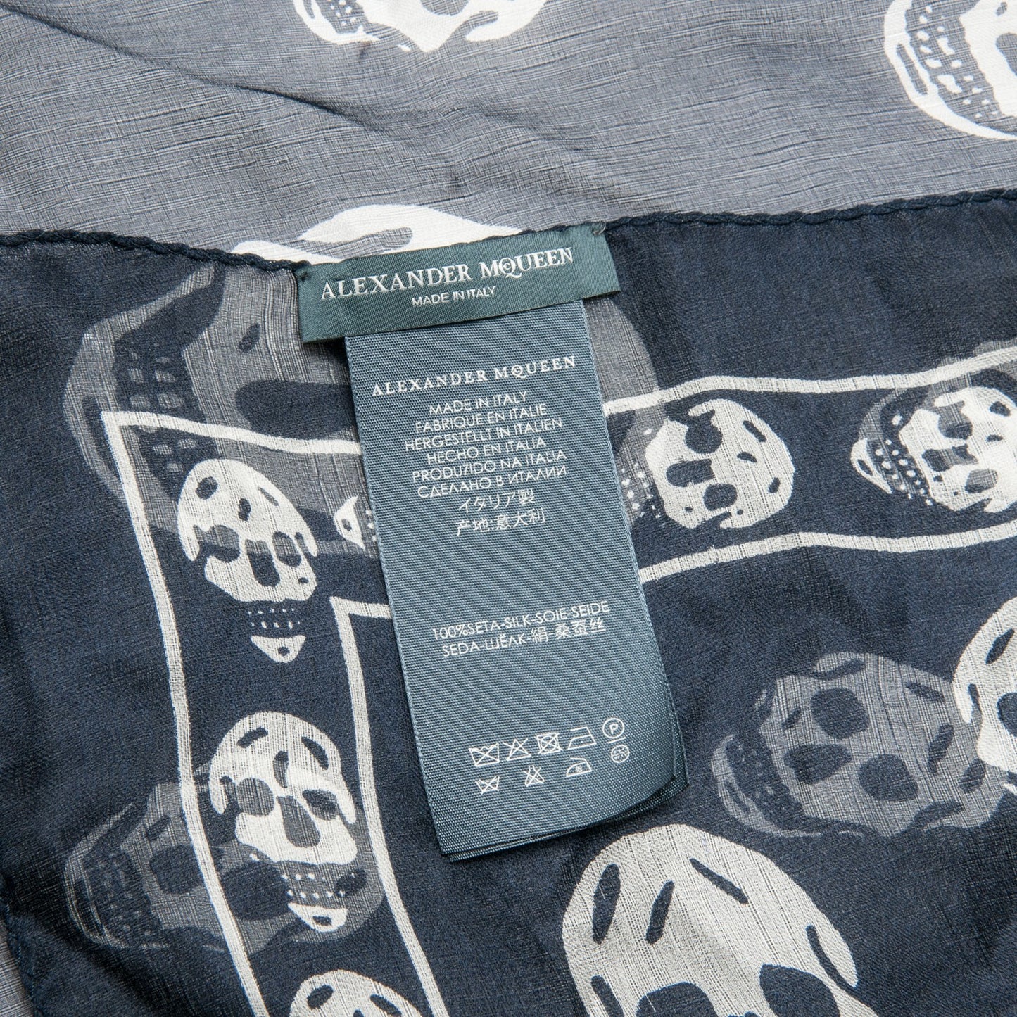 Silk Chiffon Skull Scarf Black Ivory