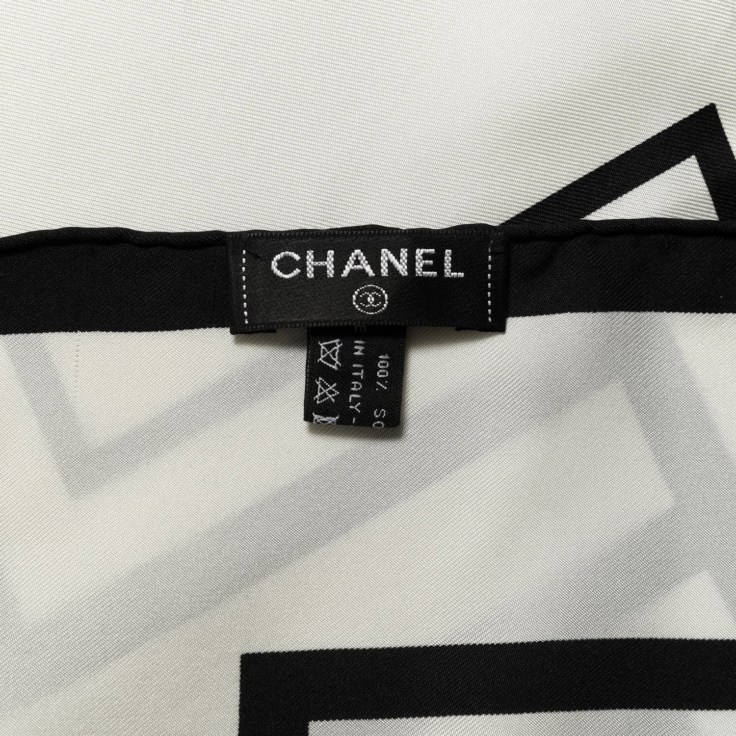 Chanel Silk CC Square Scarf White Black 4 of 4