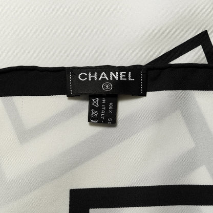 Chanel Silk CC Square Scarf White Black 4 of 4