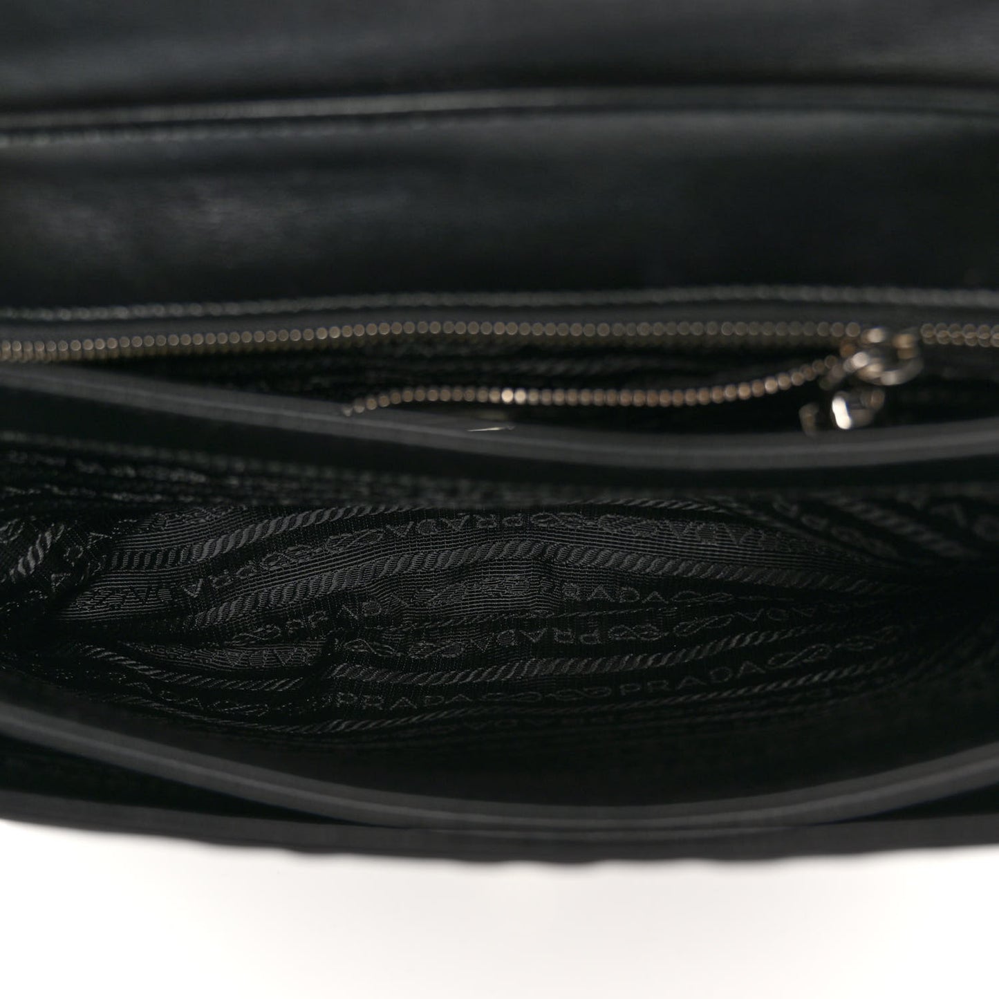 Saffiano Tessuto Nylon Chain Shoulder Bag Black