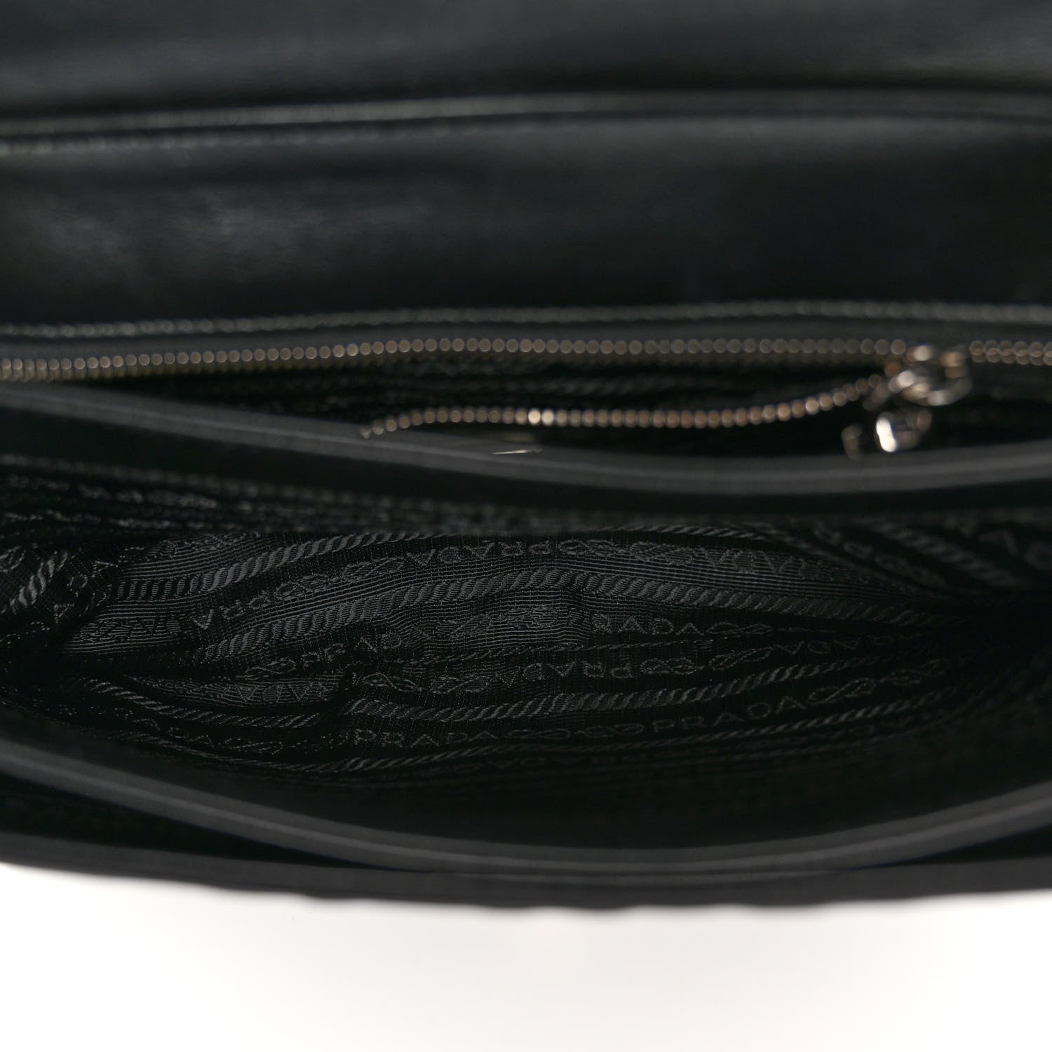 Prada Saffiano Tessuto Nylon Chain Shoulder Bag Black 5 of 9