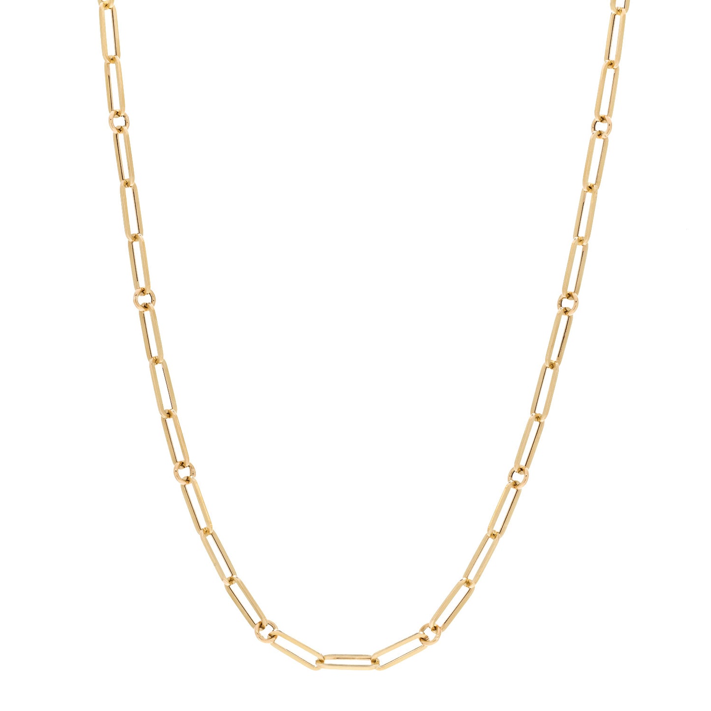 18K Yellow Gold Paper Clip Link Necklace
