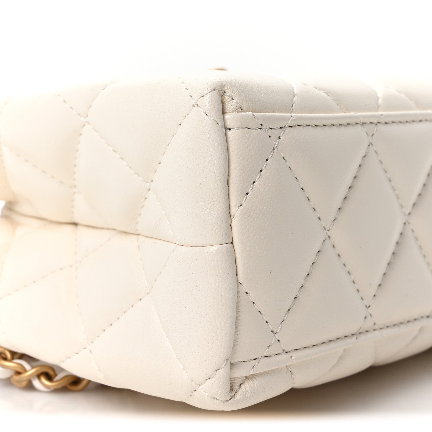 Chanel Shiny Aged Calfskin Quilted Nano Kelly Shopper White 9 of 10