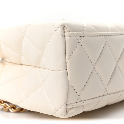 Chanel Shiny Aged Calfskin Quilted Nano Kelly Shopper White 9 of 10