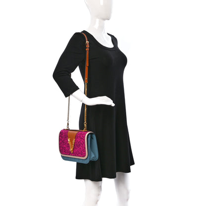 Versace Tweed Calfskin Virtus Chain Shoulder Bag Multicolor 2 of 8