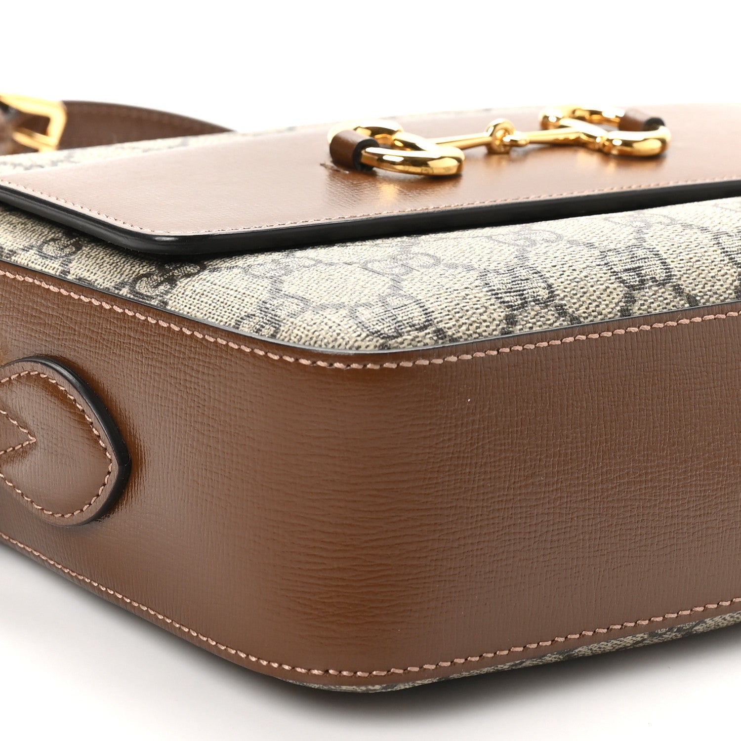 Gucci GG Supreme Monogram Small Horsebit 1955 Shoulder Bag Beige Brown Sugar 9 of 11