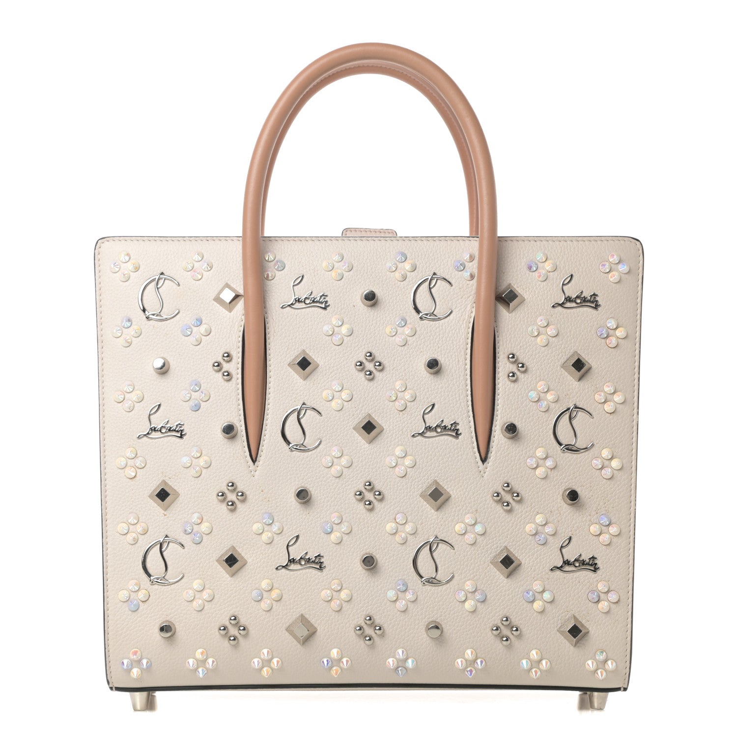 Christian Louboutin Calfskin Spikes Loubinthesky Medium Paloma Ivory 1 of 16