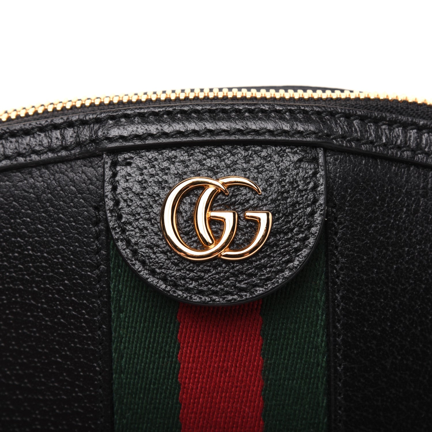 Gucci Calfskin GG Web Small Ophidia Dome Shoulder Bag Black 14 of 20
