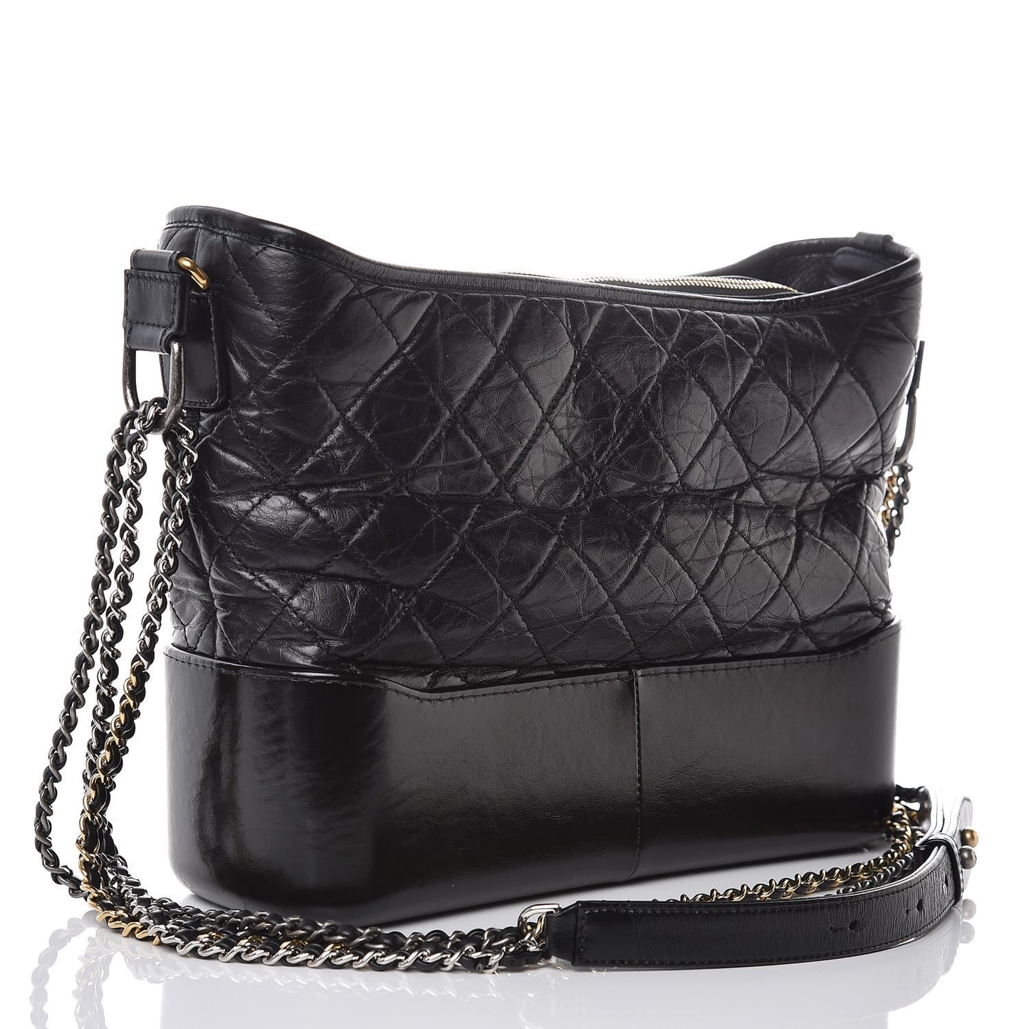 Aged Calfskin Quilted Medium Gabrielle Hobo Black