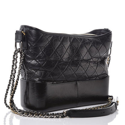 Chanel Aged Calfskin Quilted Medium Gabrielle Hobo Black 3 of 9