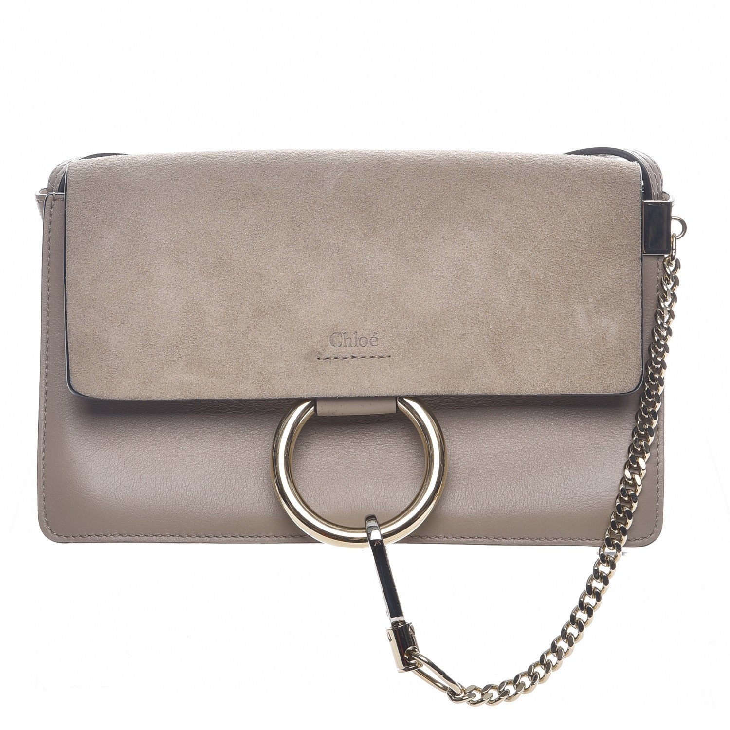 Chloe Suede Calfskin Small Faye Shoulder Bag Motty Grey 1 of 7