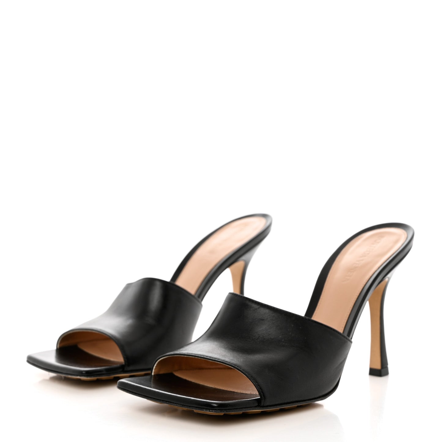 Lambskin Stretch Mule Sandals 39.5 Black