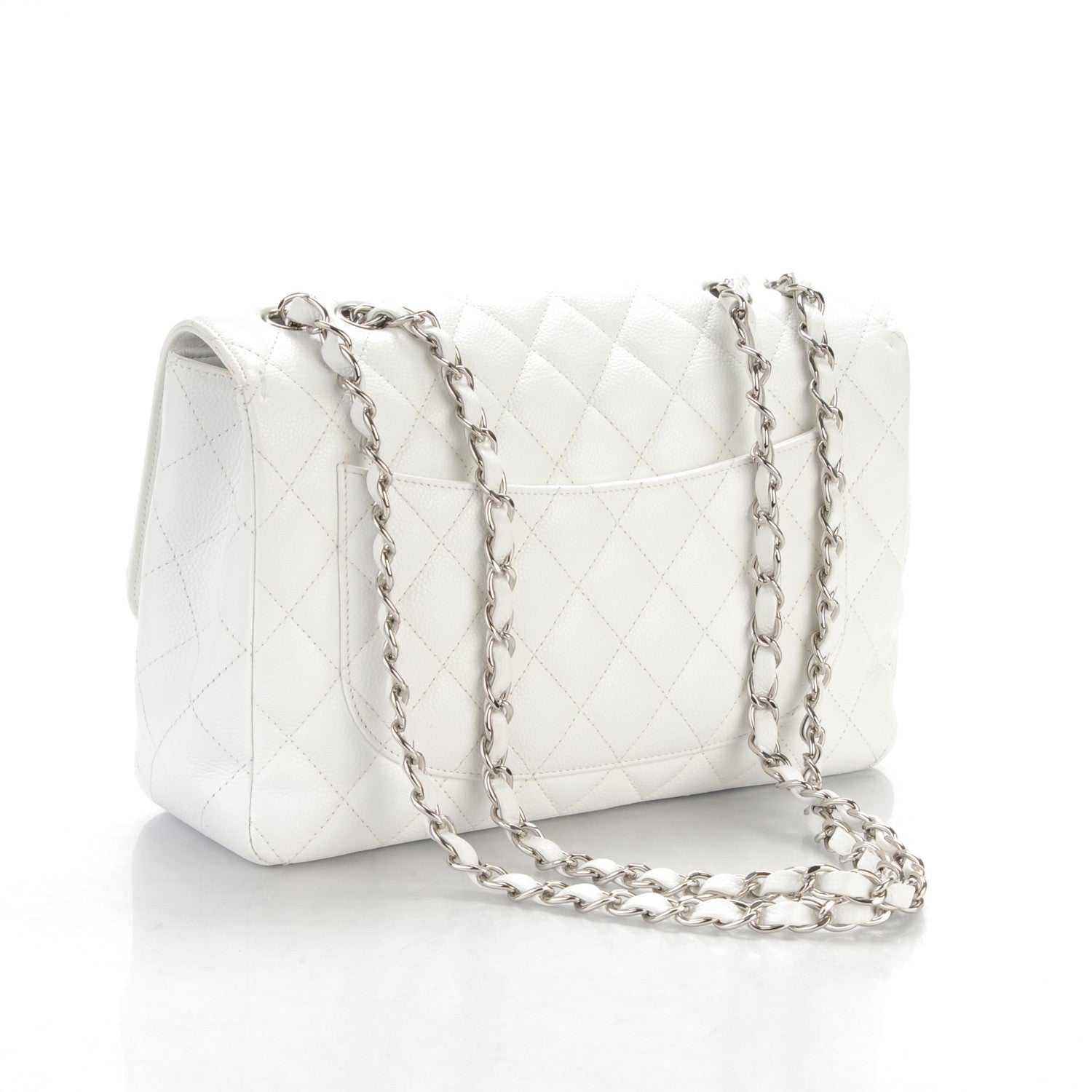 Chanel Caviar Quilted Jumbo Single Flap White 3 of 7