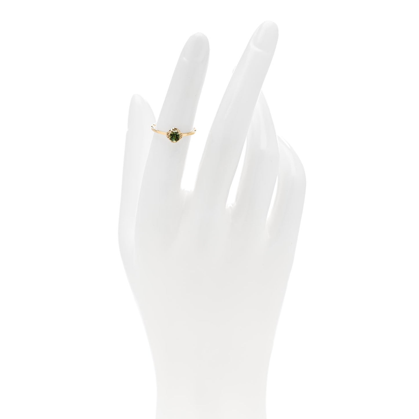 18K Yellow Gold Green Tourmaline Interlocking G Ring 49 4.75