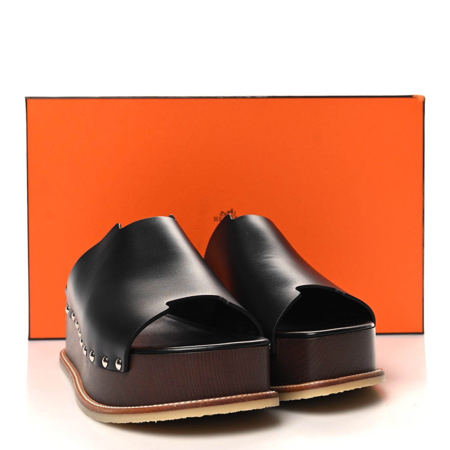 Calfskin Ellipse Sandals 37 Black