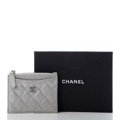 Chanel Metallic Caviar Quilted CC Zip Card Holder Silver 8 of 8